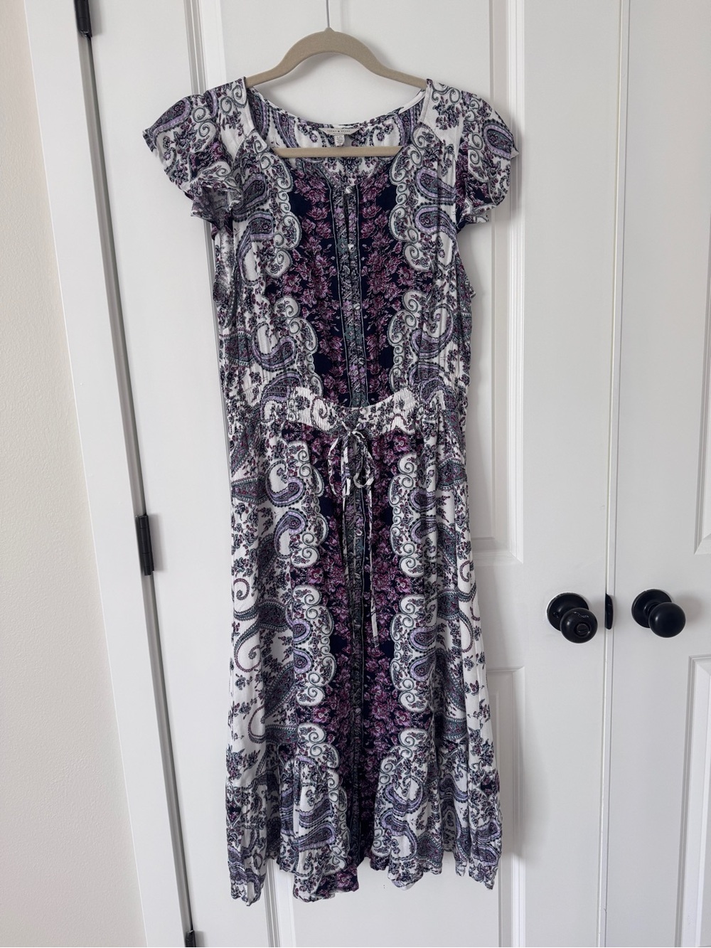 Lucky Brand Purple Paisley Dress Sz L